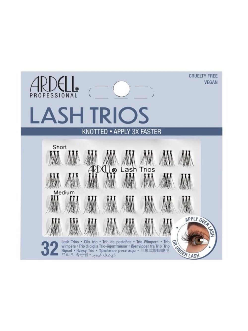 Ardell Lash Trios - Short to Medium- Knotted 32-Piece Combo Cruelty-Free Vegan F